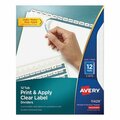 Avery Dennison Avery, PRINT AND APPLY INDEX MAKER CLEAR LABEL DIVIDERS, 12 WHITE TABS, LETTER, 5PK 11429